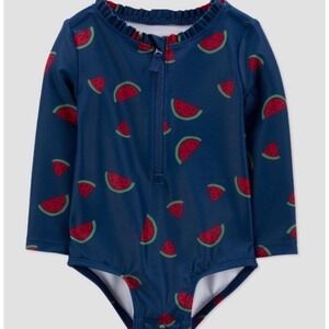 Carter's Baby Girl's UPF 50 Long Sleeve Bathing Suit - Watermelon Size 12 Months